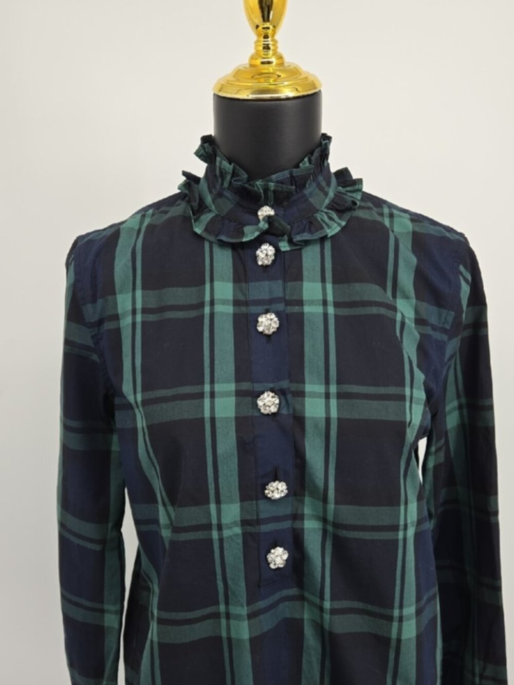 J.Crew Tartan Ruffleneck Blouse Size 2 - Picture 4 of 10